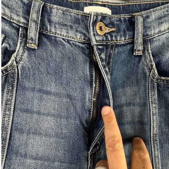 Sneak Peek BAGGY High Rise Wide Leg Blue Denim Exposed Seam Distressed Jeans 7 - Picture 4 of 10